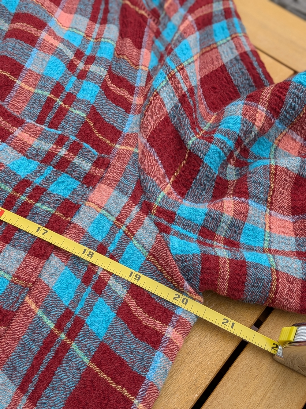 Pilcro Red and Turquoise Plaid Button-Down Long Shirt/Cardigan - Picture 5 of 5